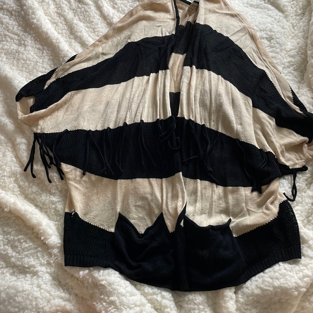 Democracy Striped Cardigan in Cream/Black- Size Small